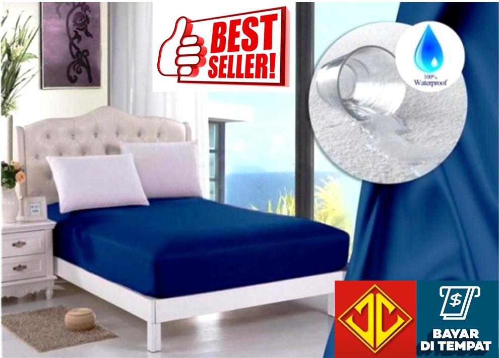Jaxine Sprei Waterproof Anti Air Biru Tua