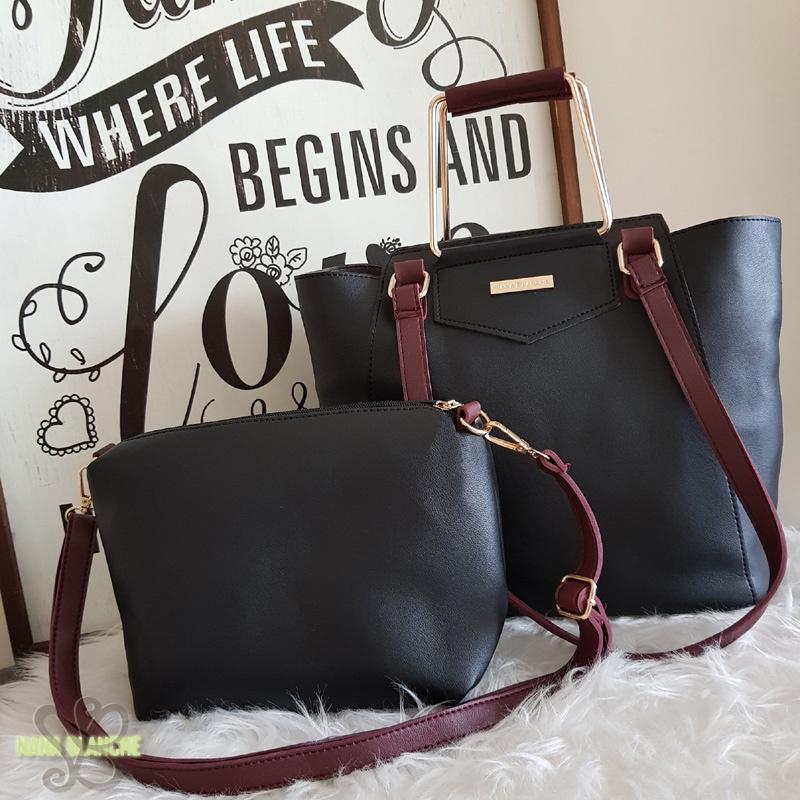 Nana Blanche Ashley Tas 2in1 Tenteng Sandang dan Selempang - Black