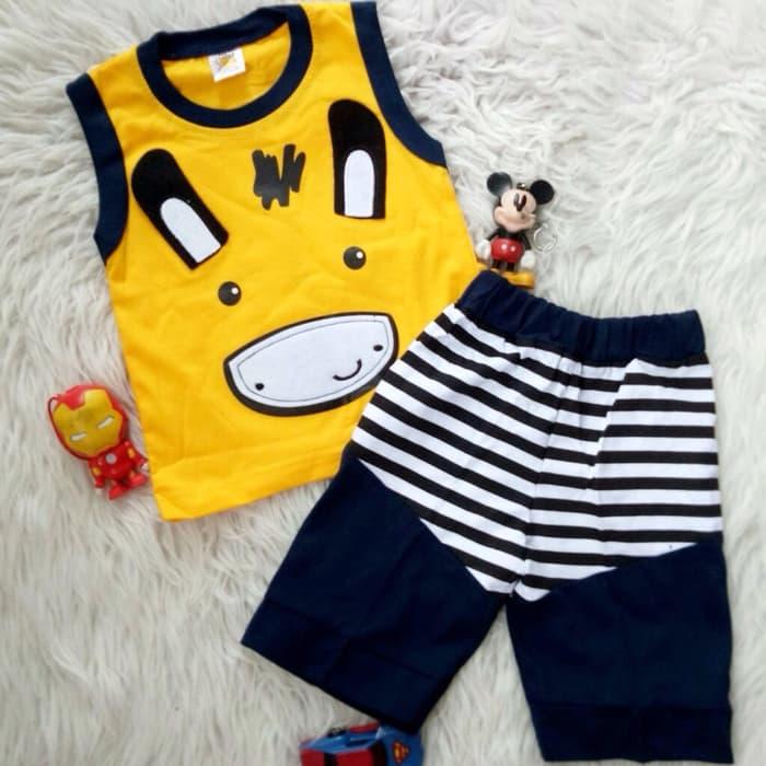Setelan Baju Celana Bayi Anak - Lengan Buntung Baby Zebra