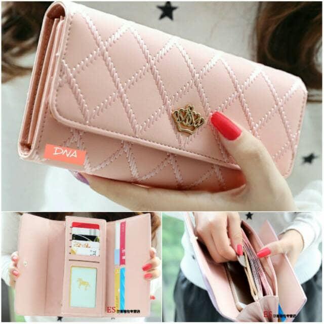 Jual Dompet Wallet Fashion Lady Wanita Cewek Panjang Ratu Queen Murah Peach Promo