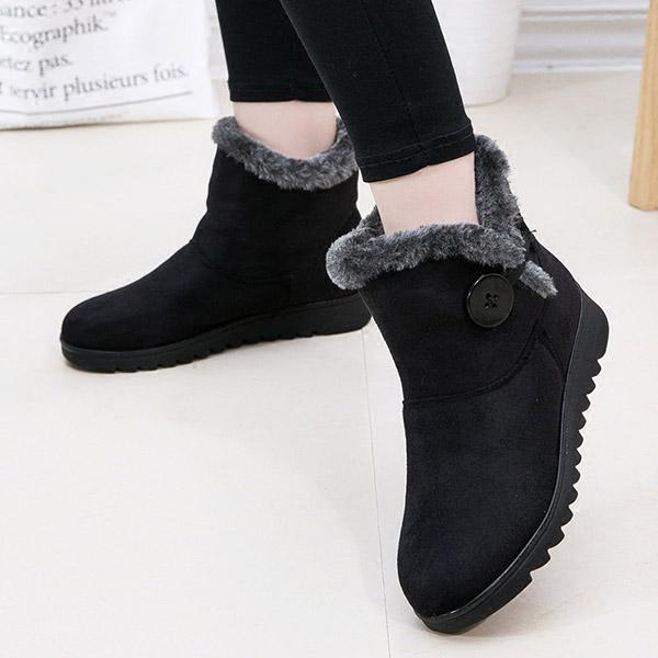 Fashion Gesper Nyaman Tetap Hangat Lembut Musim Dingin Pergelangan Kaki Sepatu Bot Salju untuk Wanita-Intl