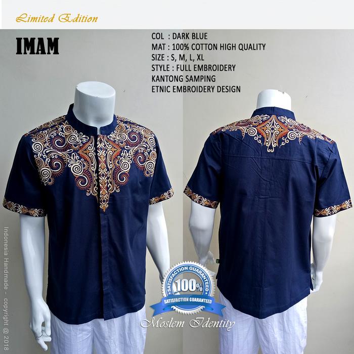 Baju Koko Gaul, Baju Koko Exclusive , baju koko bordir Imam 2 - Maroon, M