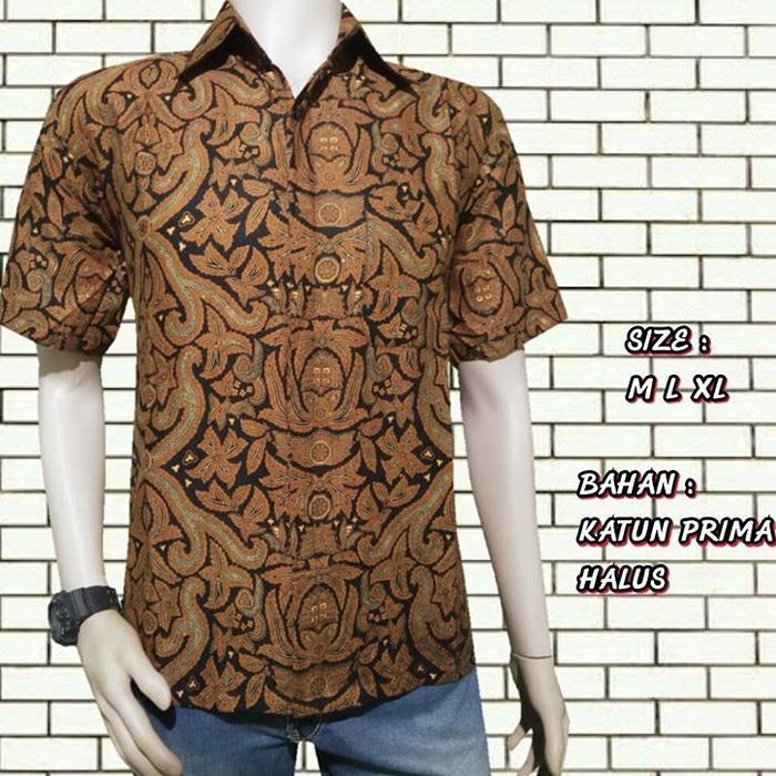 Batik Pria / Hem Batik / Kemeja Batik Lengan Pendek Motif Pisang Bali