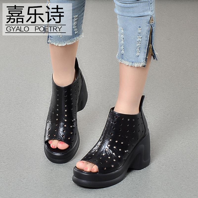 Gallop Puisi Sandal Summer Musim Panas Yang Asli Sepatu Bot Pendek Model Crocs Kulit (Putih Kulit)