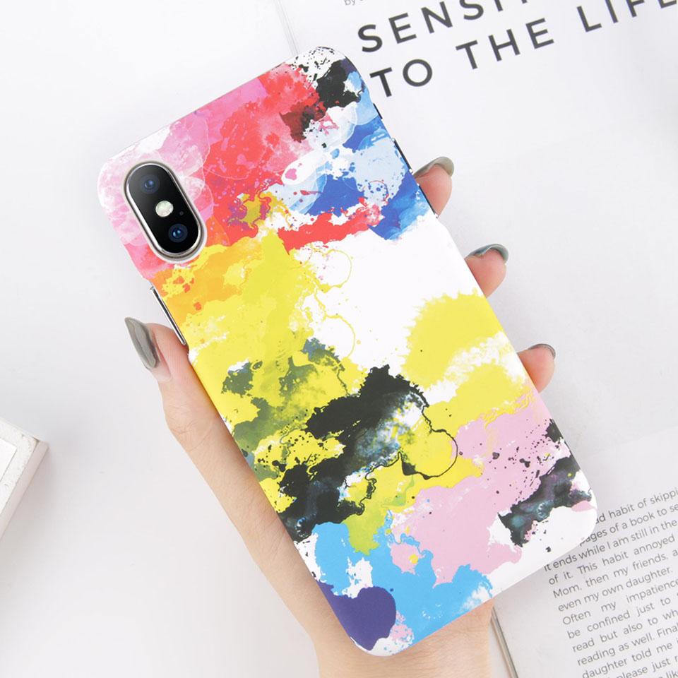 USLION Ultrathin Matte PC Kasus Untuk iPhone 7 8 Ditambah Graffiti Painted Pola Kasus Telepon Untuk iPhone 6 6 S Ditambah X Keras Kembali Penutup Ruang Abu-abu