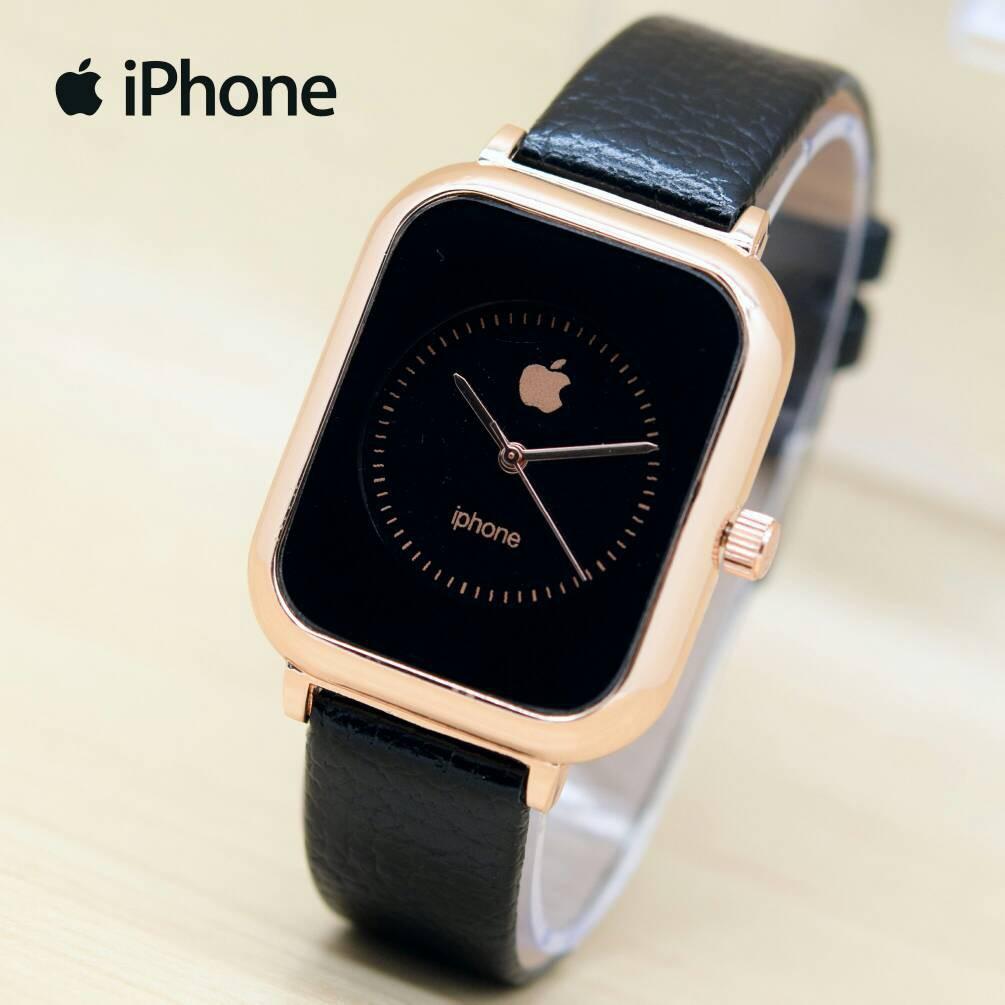 JAM TANGAN PRIA WANITA APPLE IPHONE LEATHER CASE ROSE GOLD AP002