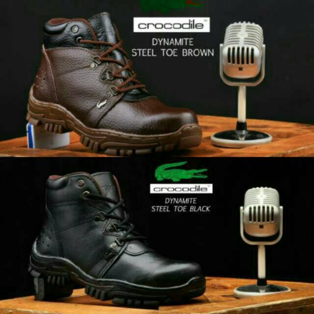 Sepatu Boots Murah Crocodile Dynamite Boot Safety Pria Kulit Asli Steel Toe Worksafe