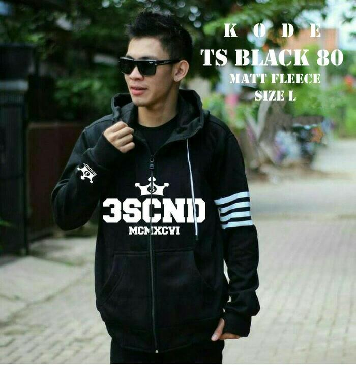 JAKET SWEATER HOODIE FINGER 3SECOND BLACK JUMPER PRIA WANITA GROSIR