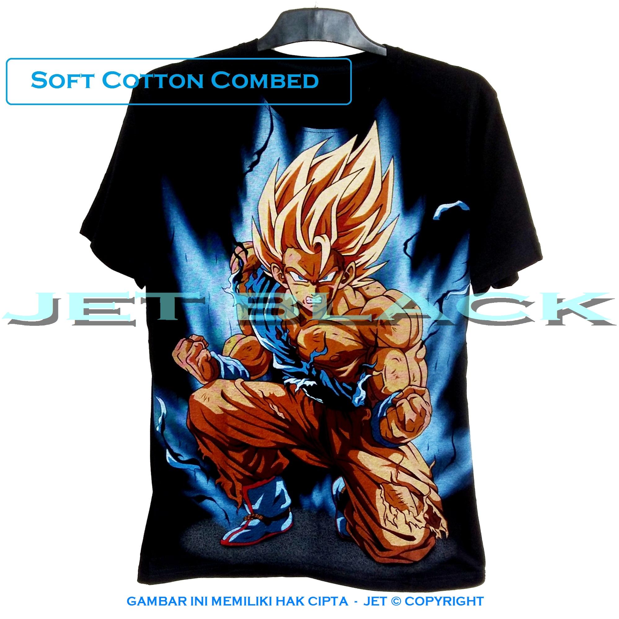 JET – DRAGON BALL GOKU 100% Soft Cotton Combed 30s Kaos Distro Fashion T-Shirt Atasan Oblong Baju Pakaian Polos Shirt Pria Wanita Cewe Cowo Lengan Murah Bagus Keren Jaman Kekinian Jakarta Bandung Tumblr Hitam Gambar Animasi Kartun Anime Dragonball Songoku