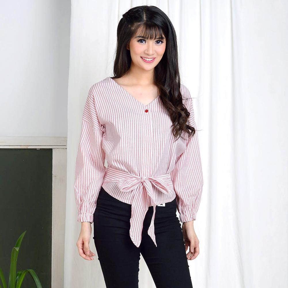 BR1529 - Baju Atasan Wanita Lengan Panjang Kimono Kerah / Terbaru / Korea / Murah / Model / Muslim / Gamis / Hijab / Modern / Kekinian / Atasan / Formal / Casual / Pesta / Kampus / Kerja / Kantor / Dewasa