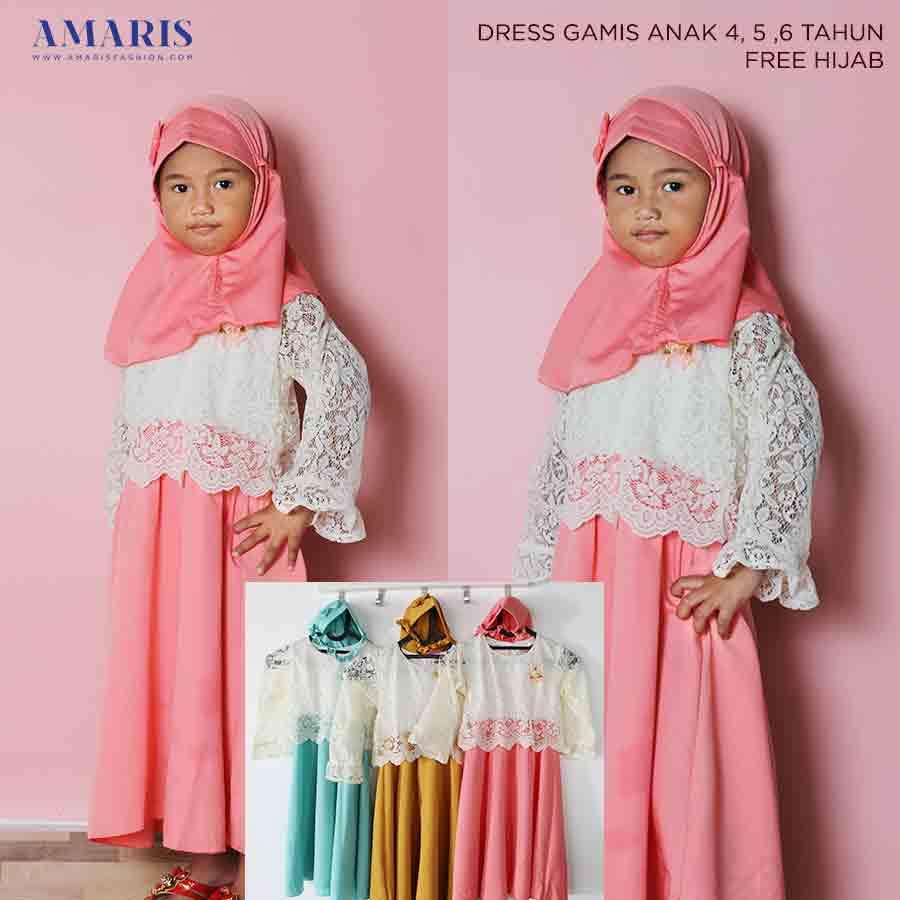 Amaris Fashion - Dress Gamis Brukat Anak Usia 4-6 Tahun Murah