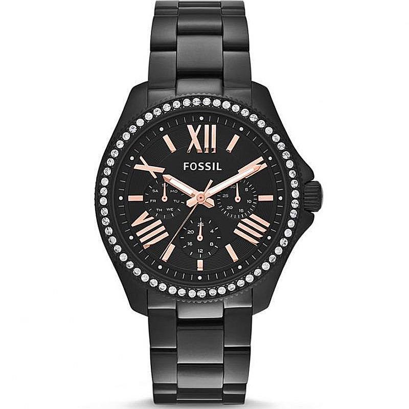 Fossil Cecile Chronograph - Jam Tangan Wanita - Hitam - Stainless Steel - AM4522