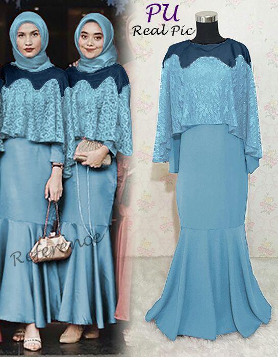 BajuReady 15336 S44 BAJU MUSLIM GAMIS SYARI MAXI MAXY DRESS BAHAN BALOTELLI BUSUI PONCO BAHAN BRUKAT JUMBO BIGSIZE BIG SIZE MURAH TERMURAH KEKINIAN PAKAIAN WANITA MUSLIMAH DEWASA LENGAN PANJANG WARNA BIRU