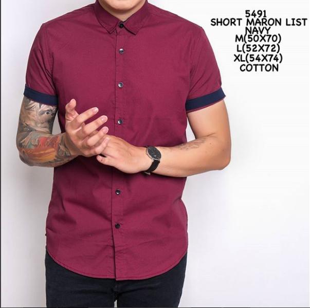 the most - Kemeja Pendek merah maroon /warna brown kemeja santai adem motif bunganyaman kantor ker ja atasan cowok termurah terlaris beli baju distro bandung
