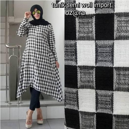 Baju Tunik Wanita Baju Atasan Import Tunik Semi Woll Import Black