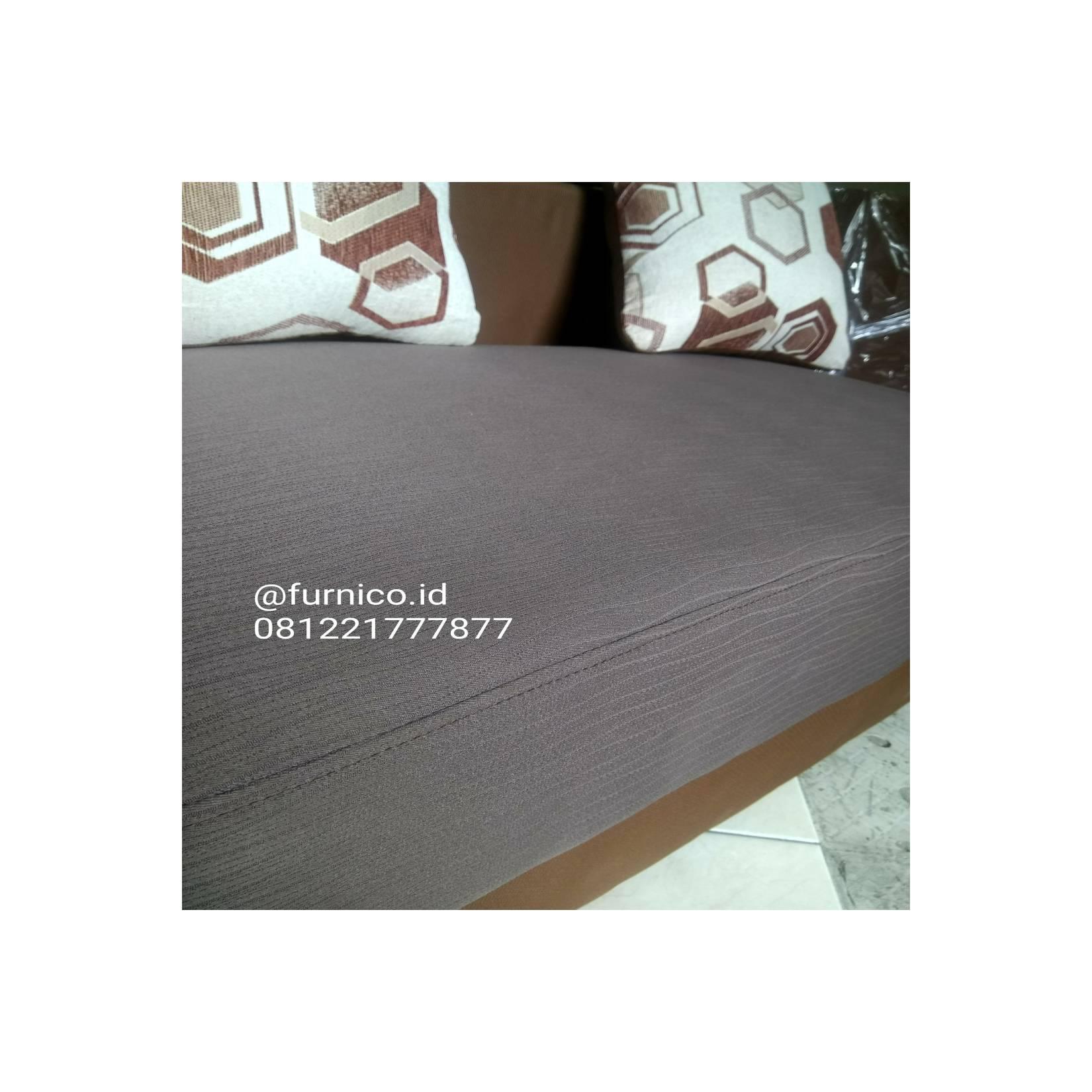 sofa sudut besar sofa L selonjor minimalis abu coklat FREE ONGKIR