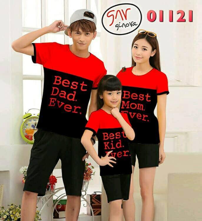COUPLELOVER- KAOS FAMILY COUPLE FAMILY BEST BLACK RED 1 ANAK (AYAH+IBU+ANAK) FASHION FAMILY BAJU KELUARGA KAOS KAPEL T-SHIRTS FAMILY