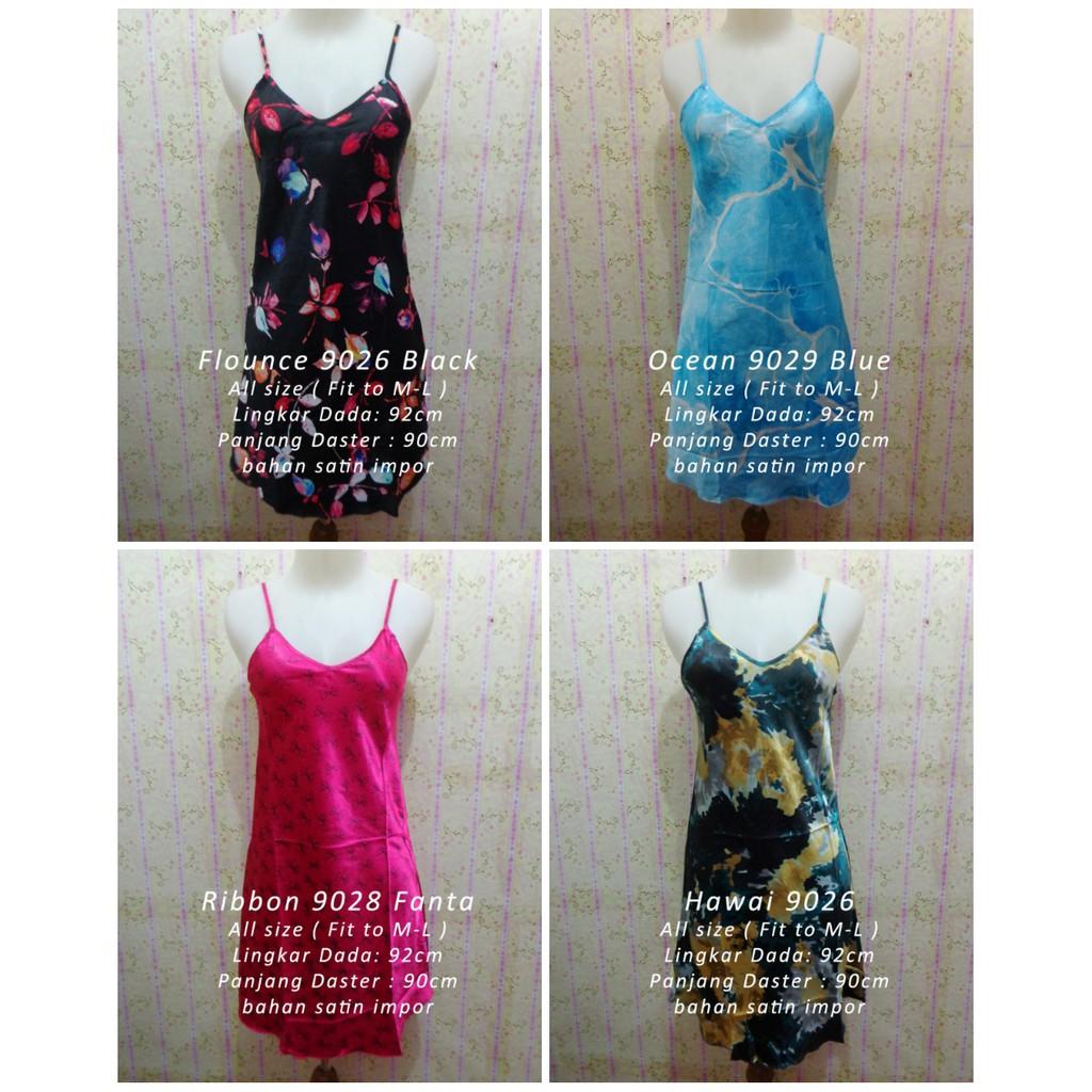 Daster Satin Bunga Lingerie Baju Tidur Wanita Sexy Sleepwear Dewasa Cantik Grosir Murah
