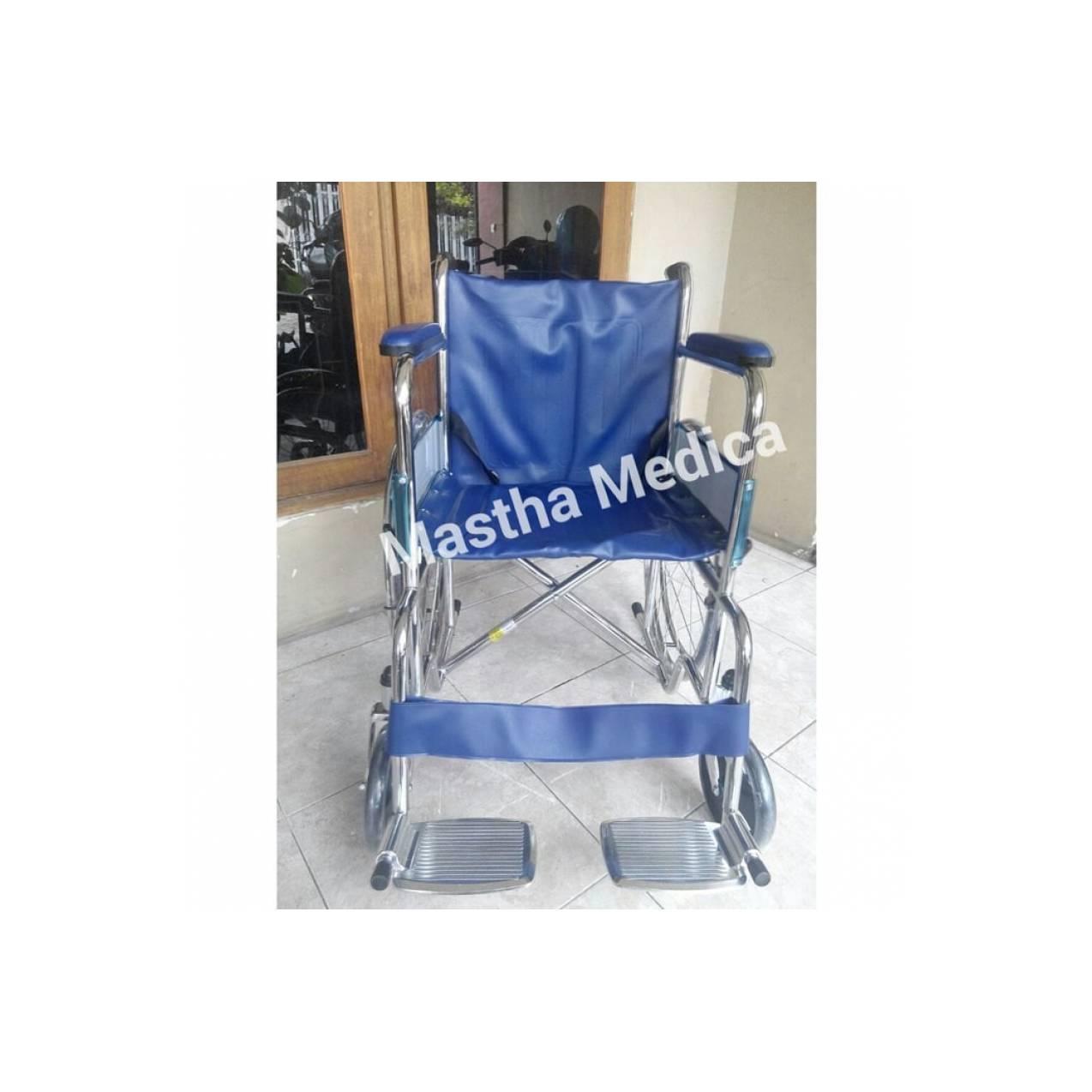 Kursi Roda Standart Rumah Sakit Kuat Murah + Rem Roda Avico Jok biru