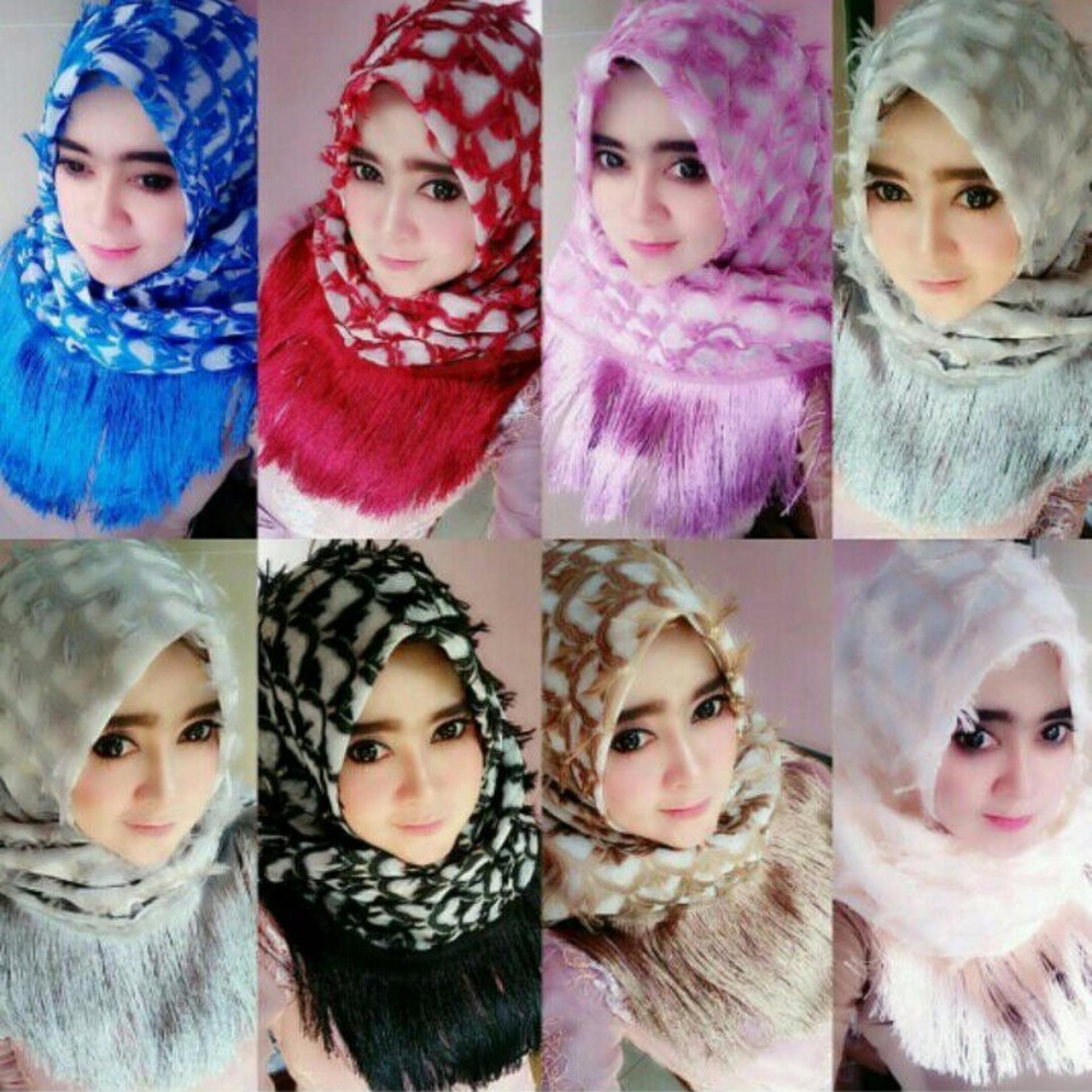 hijab rumbai bulu angsa