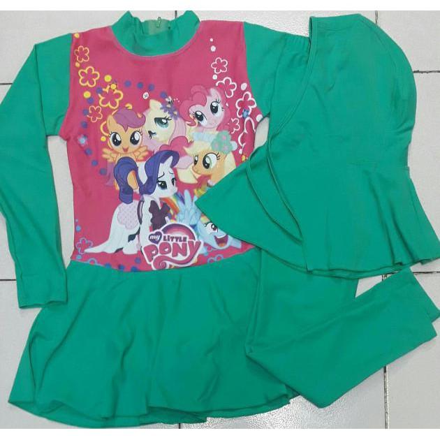 SPESIAL BAJU RENANG BERENANG MUSLIM ROK ANAK CEWEK SD MY LITTLE PONY PROMO