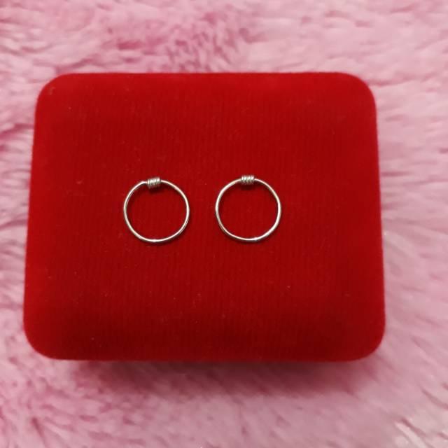 ANTING ANAK ATAU BAYI PERAK 925 LAPIS EMAS PUTIH / PERHIASAN SILVER / ANTING BULAT / PERAK ASLI