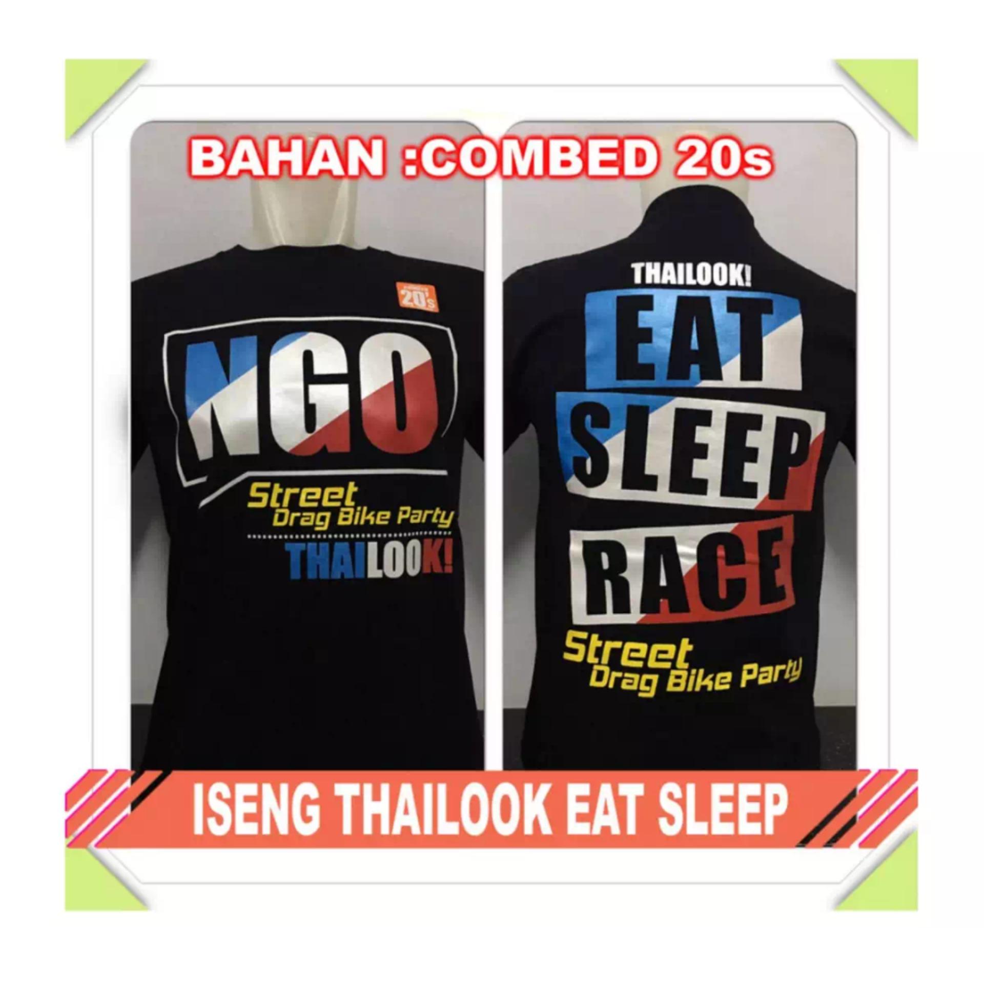 Gracestore - Kaos T-shirt Distro Premium Thailook eat sleep - Hitam