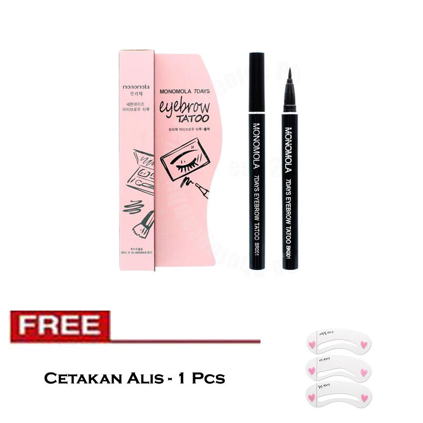 Monomola 7Days Eyebrow Tatto - Tato Alis - Coklat + Free Cetakan Alis - 1 Pcs