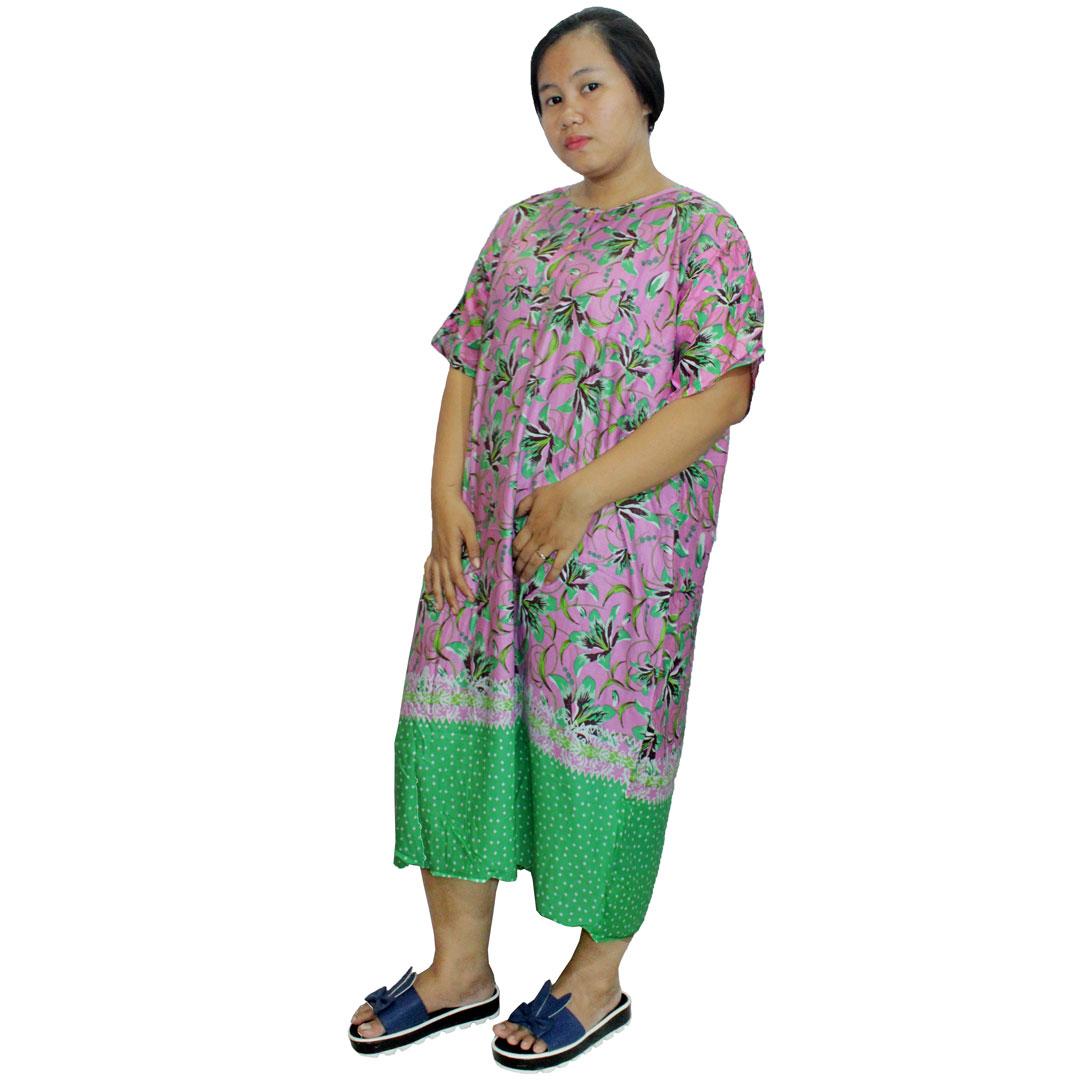 Daster Jumbo Lengan Pendek Batik, Baju Tidur Jumbo, Piyama Jumbo, Kancing, Daster Bumil - Daster Busui (DPT003-35) Batik Alhadi