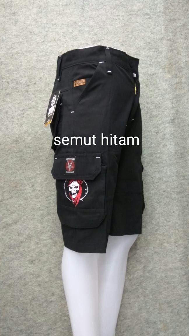 Celana Pendek Cargo Pria / Celana Pendek Kempol Hitam Prapatan Rebel