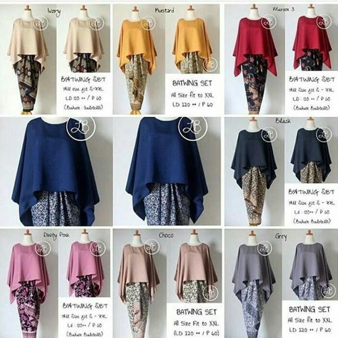 BARU!! ATASAN AJA BATWING ANEKA WARNA DRESS BATIK WANITA
