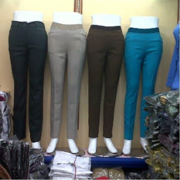 Celana Panjang Bahan Kerja Kantor Pinggang Karet Murah Wanita