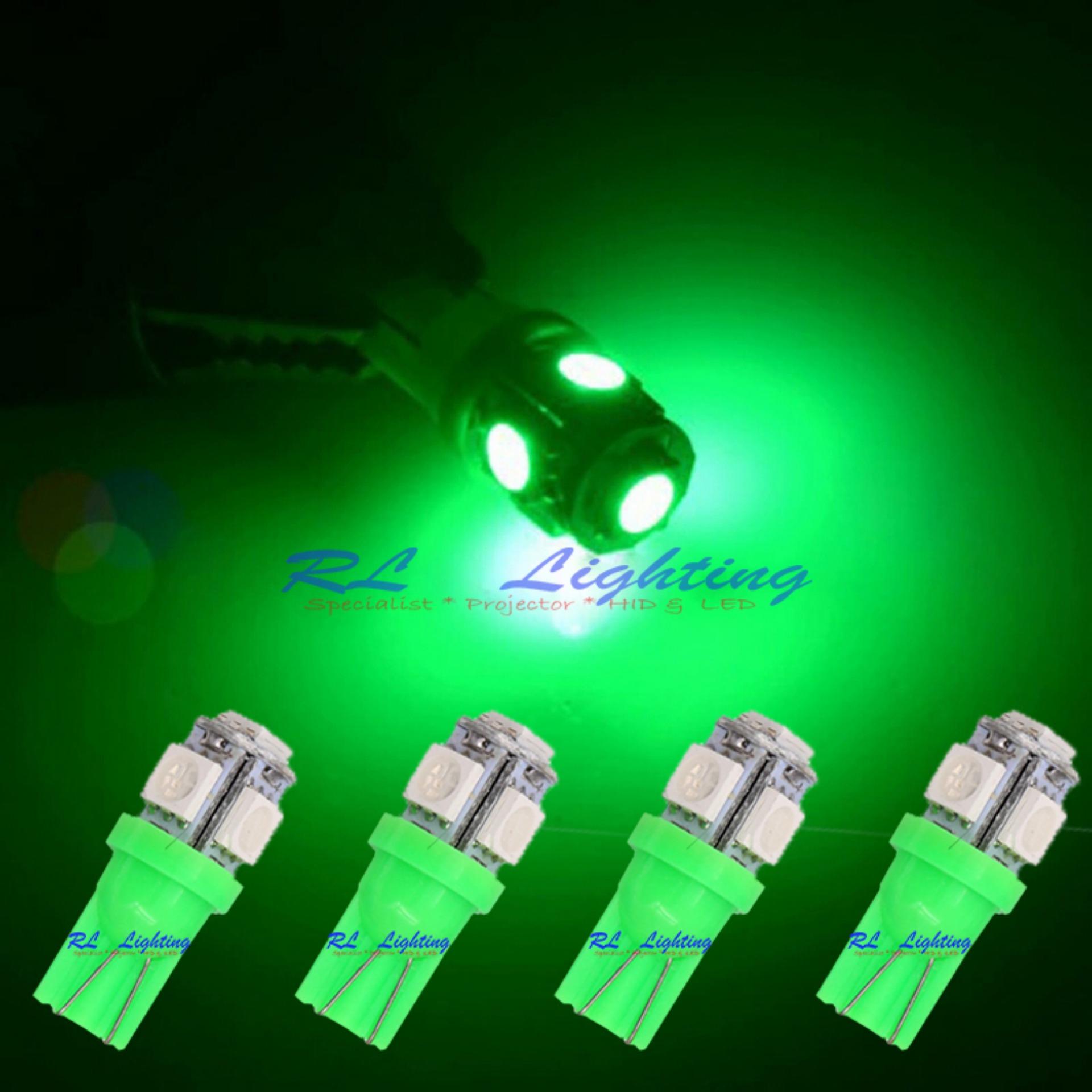 4bh LED Lampu Senja Bola Cucuk Led T10 Hijau