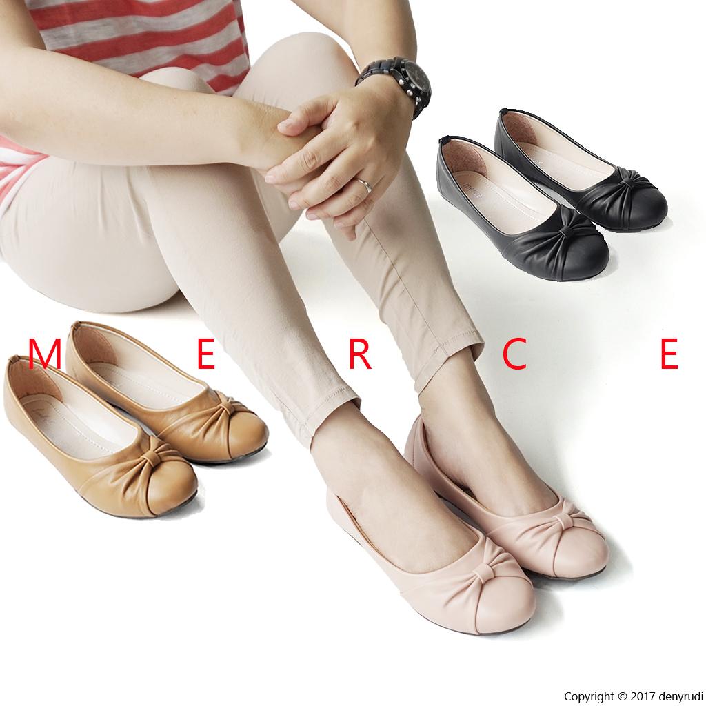 Merce AMELIA Sepatu Balet Wanita Flat Shoes Hitam Coklat Peach