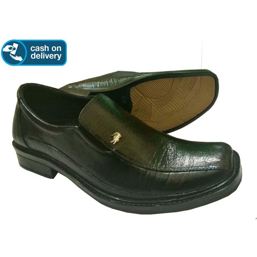 Crocodile Sepatu Pantofel Kerja Pria Kulit Asli Anti Selip - Hitam