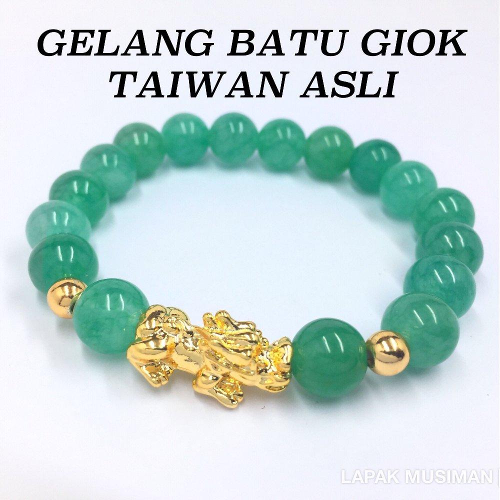 GELANG BATU GIOK TAIWAN ASLI NATURAL KOMBINASI PIXIU