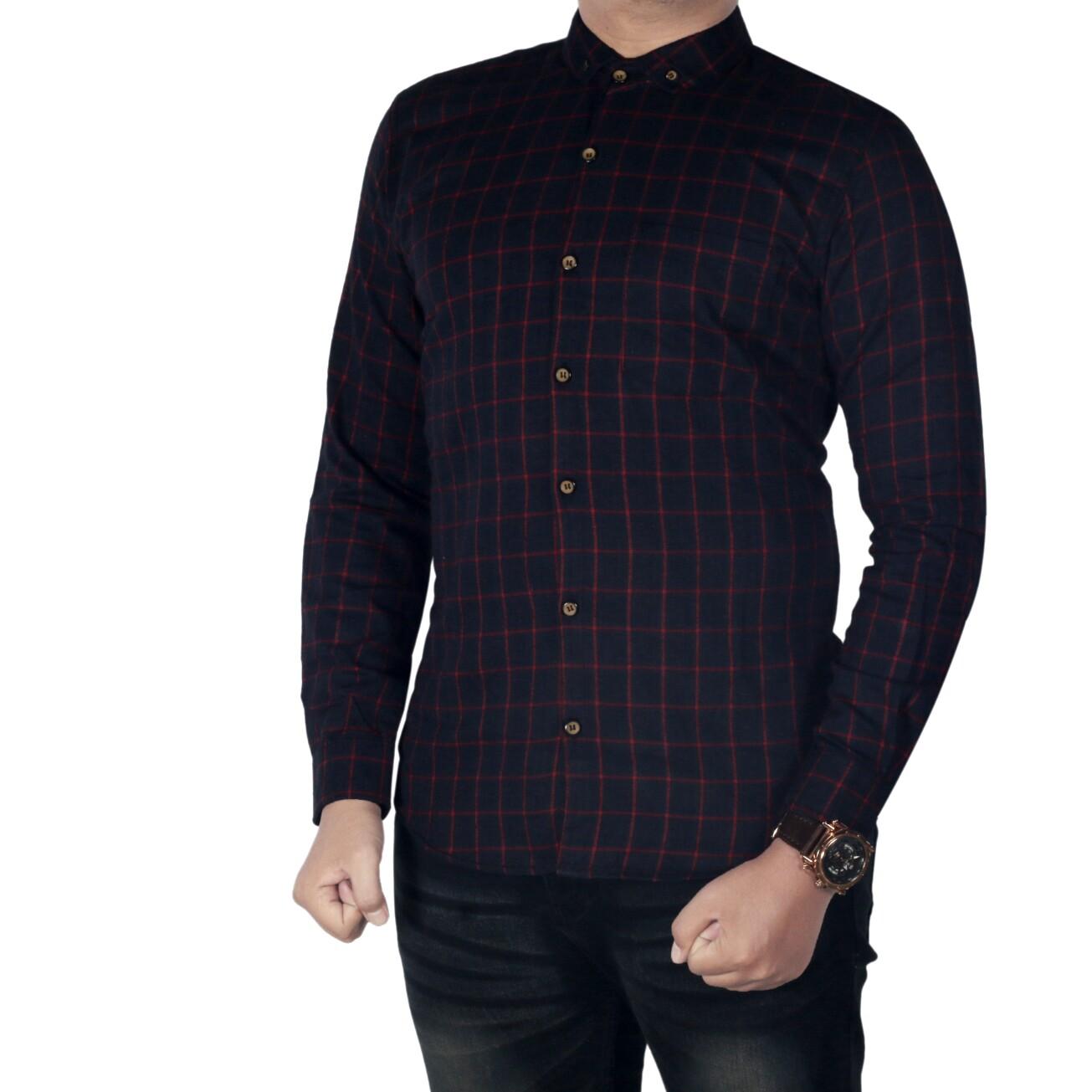 bsg_fashion1 kemeja flanel Pria Hitam lengan panjang /baju kemeja pria/kemeja slimfit/kemeja pria/kemeja pria polos/kemeja lengan panjang/kemeja flanel/Flanel Woll/Kemeja Casual/Kemeja Panjang/Kemeja Pendek/Kemeja Hem/Kemeja Pantai 4879 Hitam dan Merah