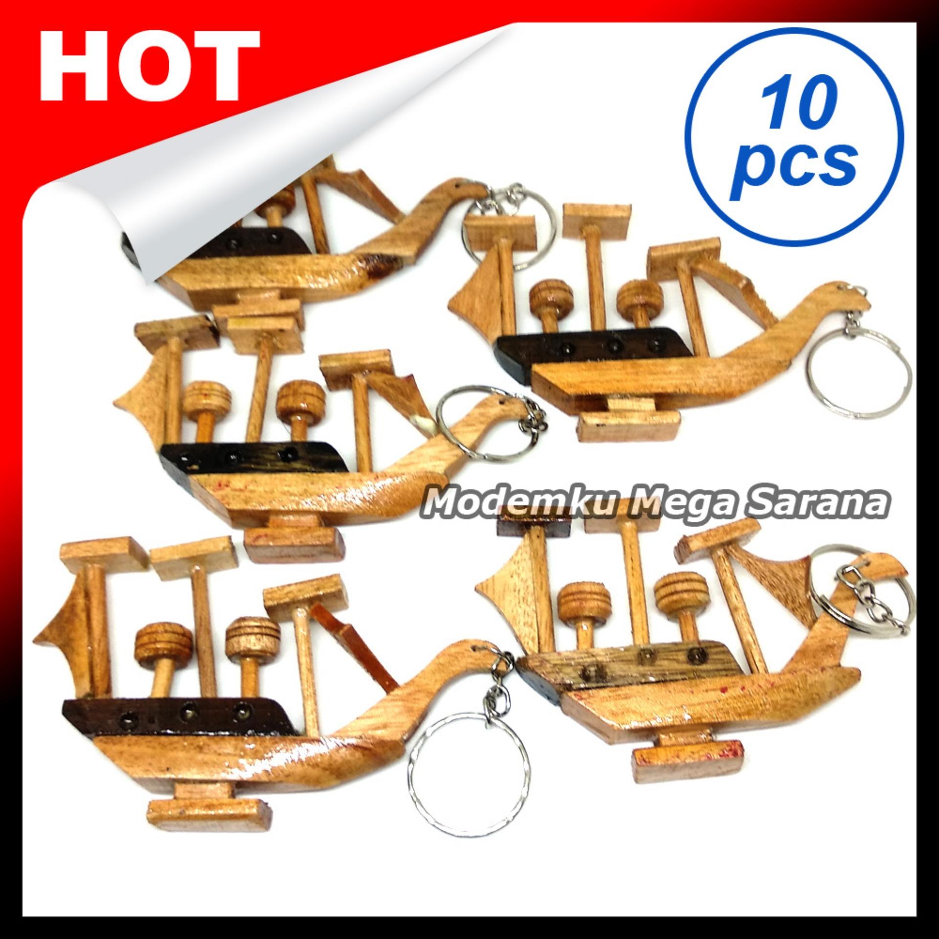 Souvenir Gantungan Kunci Kapal Prau A Kayu - Isi 10pcs