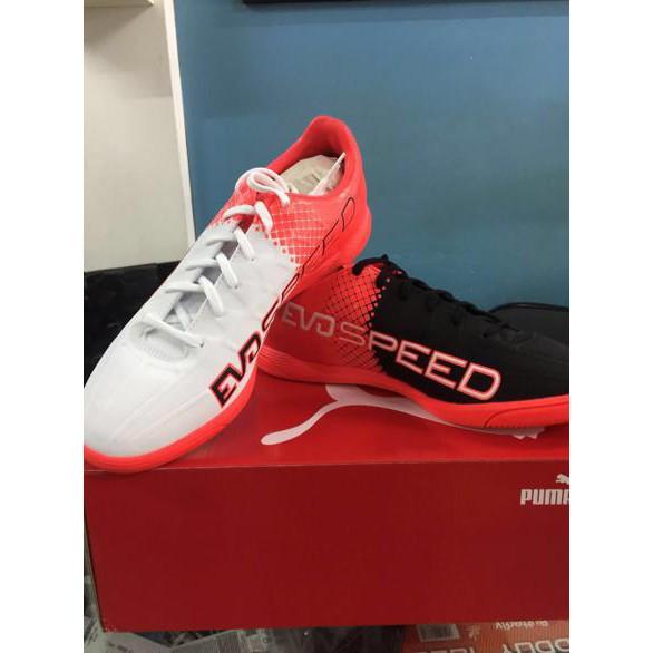 SEPATU FUTSAL PUMA EVOSPEED 4.5 TR MERAH HITAM PUTIH ORIGINAL 100% NEW - EWTQEG