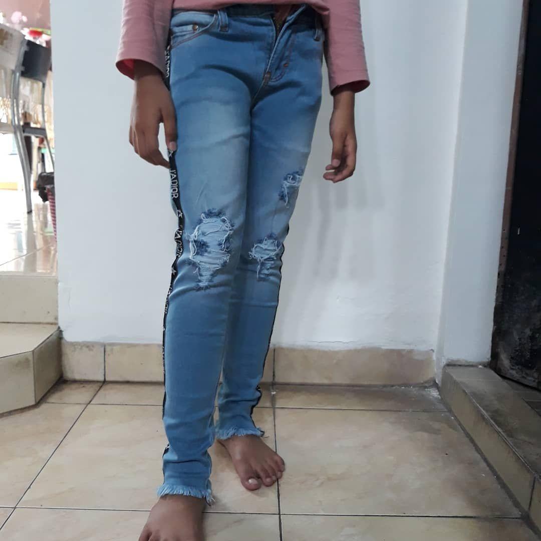 WOMANPANTS - SIZE 24 - 26 CELANA SOFT JEANS AQUA RIPPED LIST BLACK ANAK TANGGUNG / REMAJA / KIDS PANTS / CELANA SOBEK LISS ANAK TANGGUNG USIA 9 SAMPAI 11 TAHUN / SMALL JEANS