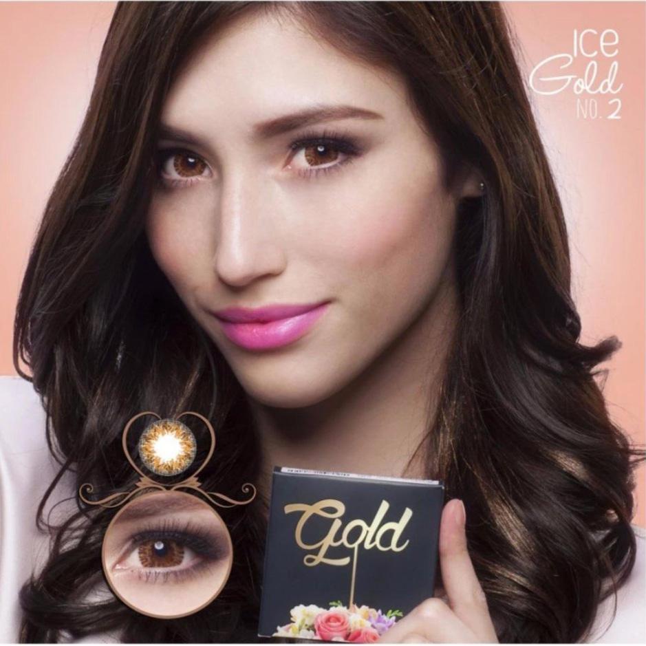 Exoticon X2 Ice Gold Softlens - 02 Honey Brown + Gratis Lenscase