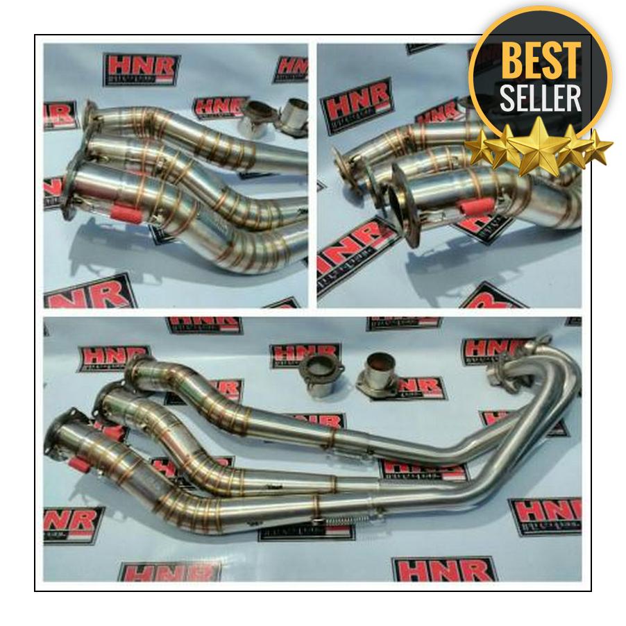 Leher Knalpot motor Vixion, CBR150, CB150, Tiger, R15, dll + adaptor PNP Selencer Satria FU original.