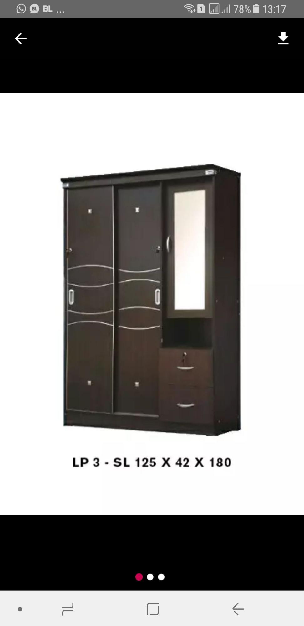 Lemari pakaian 3 pintu sliding laci
