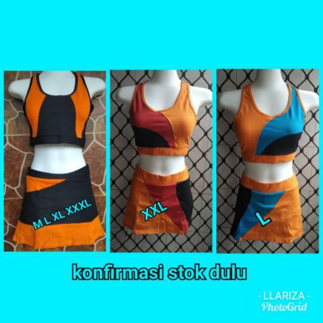 obral baju senam olahraga setelan senam kostum gym rok celana (BB max 60)