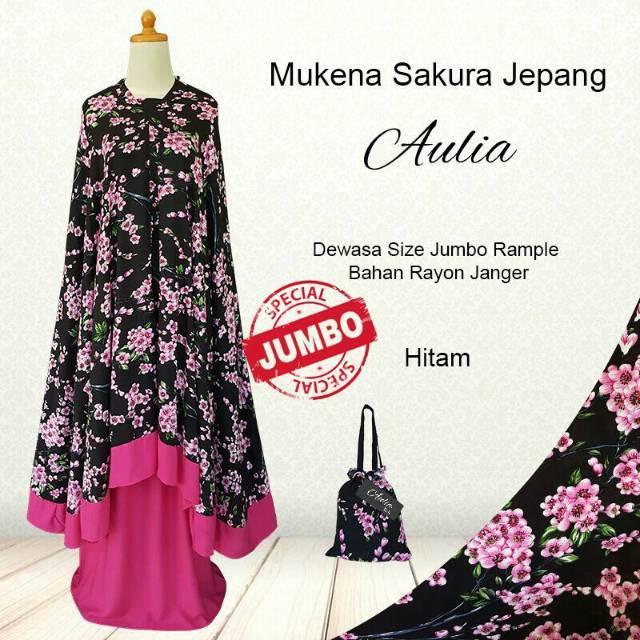 Mukena Bali jumbo rempel sakura jepang aulia white bunga pink