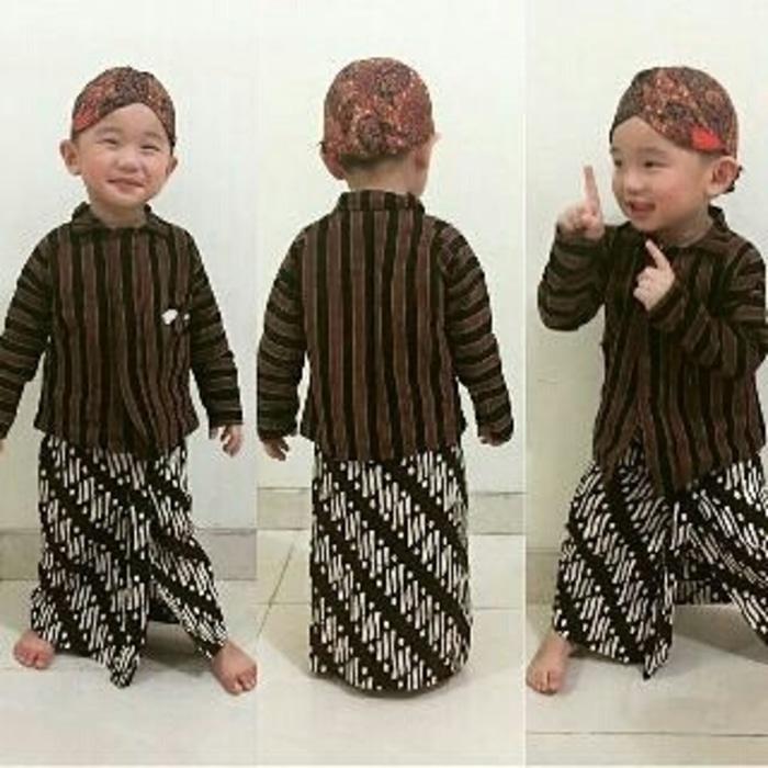 BAJU ADAT TRADISIONAL JAWA SURJAN LURIK ANAK SET BLANGKON & JARIK