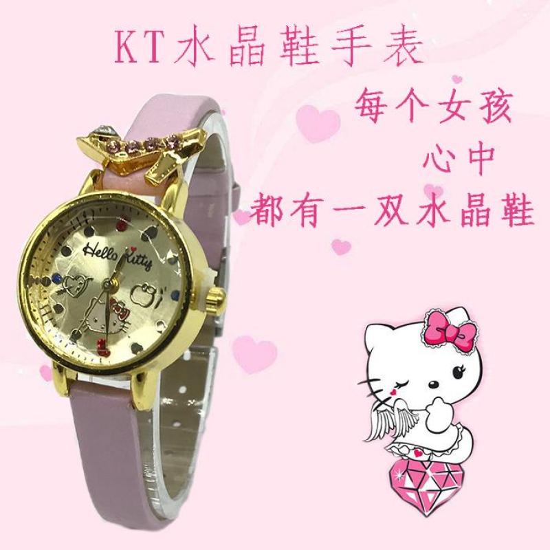 Hello kitty Hello Kitty KT Cat Crystal Shoes Diamond Girl Child Student Waterproof Belt Watch Malaysia