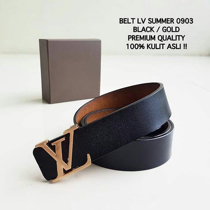 ikat pinggang LV summer 0903 Black logo Gold