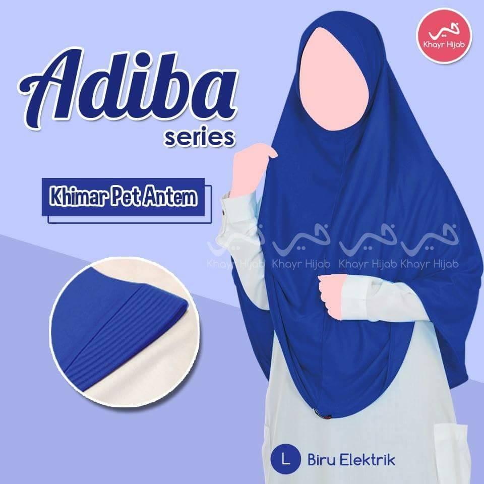 Kerudung Kaos Khayr Adiba Series Khimar Pet Antem Biru Elektrik