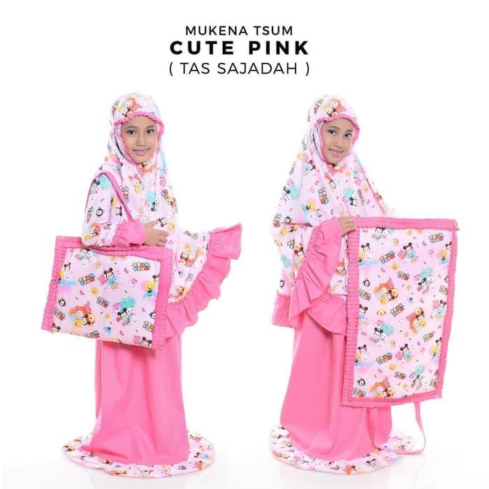 Mukena Anak Disney Tsum Tsum Cute Pink Tas Sajadah Cantik Lucu Size XS - XXL Usia 2 - 13 Tahun SIZE XL